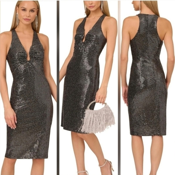 Adrianna Papell Black & Silver Sequin Sleeveless Dress - Picture 13 of 16